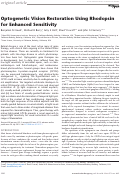 Cover page: Optogenetic Vision Restoration Using Rhodopsin for Enhanced Sensitivity