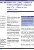 Cover page: Gender-based violence, psychological distress, sexual behaviours and binge drinking among female entertainment workers in Cambodia: a cross-sectional study