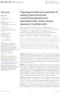 Cover page: Topological network properties of resting-state functional connectivity patterns are associated with metal mixture exposure in adolescents.