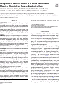 Cover page: Integration of Health Coaches in a Whole Health Team Model of Chronic Pain Care: a Qualitative Study.