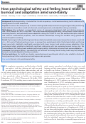 Cover page: How psychological safety and feeling heard relate to burnout and adaptation amid uncertainty