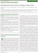 Cover page: Estimating Socio-Economic Status for Alzheimers Disease Trials.