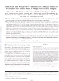 Cover page: Derivation and Prospective Validation of a Simple Index for Prediction of Cardiac Risk of Major Noncardiac Surgery