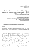 Cover page: The Mediterranean-southern African disjunct distribution pattern in the scarab beetles: a review (Coleoptera Scarabaeoidea)