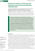 Cover page: Mutational analysis of head and neck squamous cell carcinoma stratified by smoking status