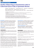 Cover page: Quality of Reporting on Anastomotic Leaks in Colorectal Cancer Trials: A Systematic Review.