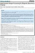 Cover page: High Dynamic Range Processing for Magnetic Resonance Imaging