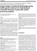 Cover page: Using change in predicted adult height during GnRH agonist treatment for individualized treatment decisions in girls with central precocious puberty