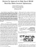 Cover page: Bottom-Up Approach for High Speed SRAM Word-line Buffer Insertion Optimization.