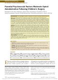 Cover page: Parental Psychosocial Factors Moderate Opioid Administration Following Children's Surgery.