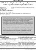 Cover page: Antibiotic Prescribing Practices of Emergency Physicians and Patient Expectations for Uncomplicated Lacerations