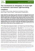 Cover page: Dissipative response to excess light is catalyzed in monomeric and trimeric light harvesting complexes by two independent mechanisms