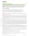 Cover page: Apolipoprotein B, Residual Cardiovascular Risk After Acute Coronary Syndrome, and Effects of Alirocumab.