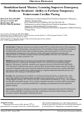 Cover page: Simulation-based Mastery Learning Improves Emergency Medicine Residents’ Ability to Perform Temporary Transvenous Cardiac Pacing