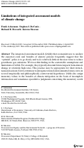 Cover page: Limitations of integrated assessment models of climate change