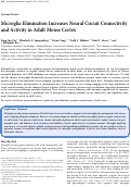 Cover page: Microglia Elimination Increases Neural Circuit Connectivity and Activity in Adult Mouse Cortex.