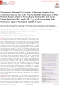 Cover page: Therapeutic Mucosal Vaccination of Herpes Simplex Virus 2-Infected Guinea Pigs with Ribonucleotide Reductase 2 (RR2) Protein Boosts Antiviral Neutralizing Antibodies and Local Tissue-Resident CD4+ and CD8+ TRM Cells Associated with Protection against Recurrent Genital Herpes.