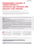 Cover page: Endophenotypic correlates of cognitive function in reproductive-age individuals with polycystic ovary syndrome