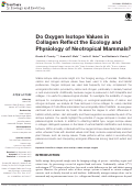 Cover page: Do Oxygen Isotope Values in Collagen Reflect the Ecology and Physiology of Neotropical Mammals?