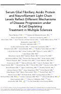 Cover page: Serum Glial Fibrillary Acidic Protein and Neurofilament Light Chain Levels Reflect Different Mechanisms of Disease Progression under B-Cell Depleting Treatment in Multiple Sclerosis.