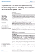 Cover page: Superselective intra-arterial melphalan therapy for newly diagnosed and refractory retinoblastoma: results from a single institution.