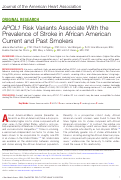 Cover page: APOL1 Risk Variants Associate With the Prevalence of Stroke in African American Current and Past Smokers