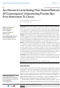 Cover page: Are Women In Lomé Getting Their Desired Methods Of Contraception? Understanding Provider Bias From Restrictions To Choice.