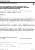 Cover page: Addressing the challenges of climate-driven community-led resettlement and site expansion: knowledge sharing, storytelling, healing, and collaborative coalition building