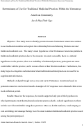 Cover page: Determinants of Use For Traditional Medicinal Practices Within the Vietnamese American Community