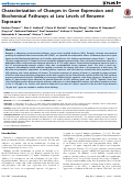 Cover page: Characterization of Changes in Gene Expression and Biochemical Pathways at Low Levels of Benzene Exposure