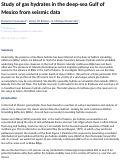 Cover page: Study of gas hydrates in the deep‐sea Gulf of Mexico from seismic data