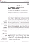 Cover page: Taxonomic and Metabolic Incongruence in the Ancient Genus Streptomyces.