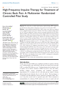 Cover page: High-Frequency Impulse Therapy for Treatment of Chronic Back Pain: A Multicenter Randomized Controlled Pilot Study.