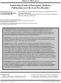 Cover page: Authorship Trends of Emergency Medicine Publications Over the Last Two Decades