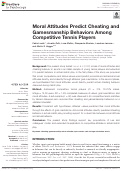 Cover page: Moral Attitudes Predict Cheating and Gamesmanship Behaviors Among Competitive Tennis Players