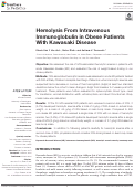 Cover page: Hemolysis From Intravenous Immunoglobulin in Obese Patients With Kawasaki Disease