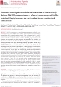 Cover page: Genomic investigation and clinical correlates of the in vitro β-lactam: NaHCO3 responsiveness phenotype among methicillin-resistant Staphylococcus aureus isolates from a randomized clinical trial.