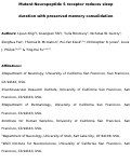 Cover page: Mutant neuropeptide S receptor reduces sleep duration with preserved memory consolidation
