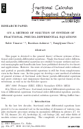 Cover page: On a method of solution of systems of fractional pseudo-differential equations