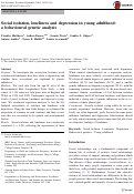 Cover page: Social isolation, loneliness and depression in young adulthood: a behavioural genetic analysis