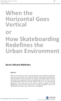 Cover page: When the Horizontal Goes Vertical  or  How Skateboarding Redefines the Urban Environment