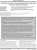 Cover page: Association of Social Needs and Housing Status Among Urban Emergency Department Patients