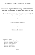 Cover page: Genomic Signal Processing for Structural Variant Detection in Related Individuals