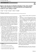 Cover page: Reply to the discussion by Dimitrios Kolymbas of the article entitled âCharacteristic limitations of advanced plasticity and hypoplasticity models for cyclic loading of sandsâ