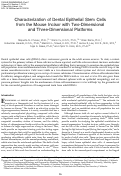 Cover page: Characterization of Dental Epithelial Stem Cells from the Mouse Incisor with Two-Dimensional and Three-Dimensional Platforms