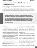 Cover page: Cross-species translation of the Morris maze for Alzheimer’s disease