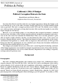 Cover page: California's 2014-15 Budget: Political Corruption Distracts the State