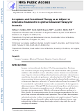 Cover page: Acceptance and Commitment Therapy as an Adjunct or Alternative Treatment to Cognitive Behavioral Therapy for Insomnia.