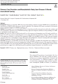 Cover page: Primary Care Providers and Nonalcoholic Fatty Liver Disease: A Needs Assessment Survey