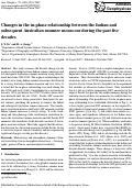 Cover page: Changes in the in-phase relationship between the Indian and subsequent Australian summer monsoons during the past five decades